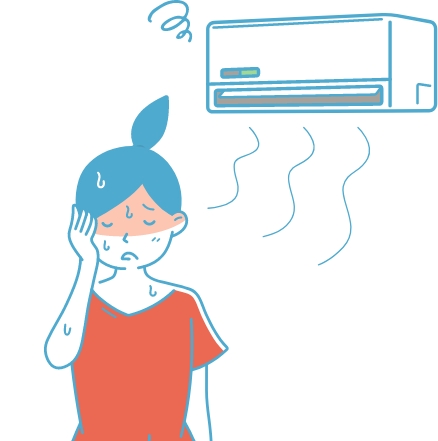 エアコンの効きに悩む人のイラスト